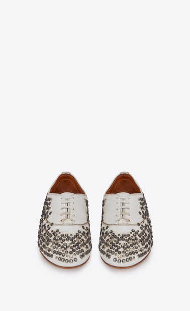 SAINT LAURENT Klassische Schuhe Herren RIVE GAUCHE Schuhe aus weißem Leder mit Nieten und abgenutzter Optik b_V4
